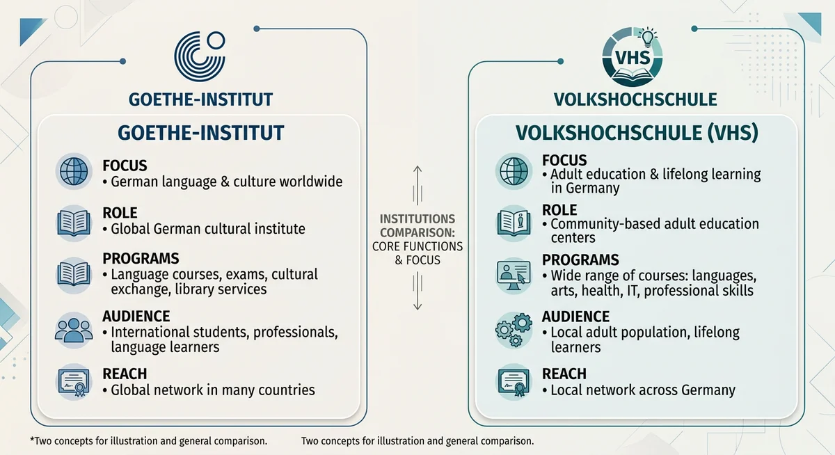 Goethe Institut vs Volkshochschule VHS Vergleich